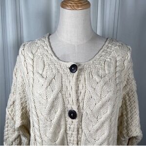 Kilronan Knitwear Irish Aran Cable Knit Merino Wool Cardigan XXL